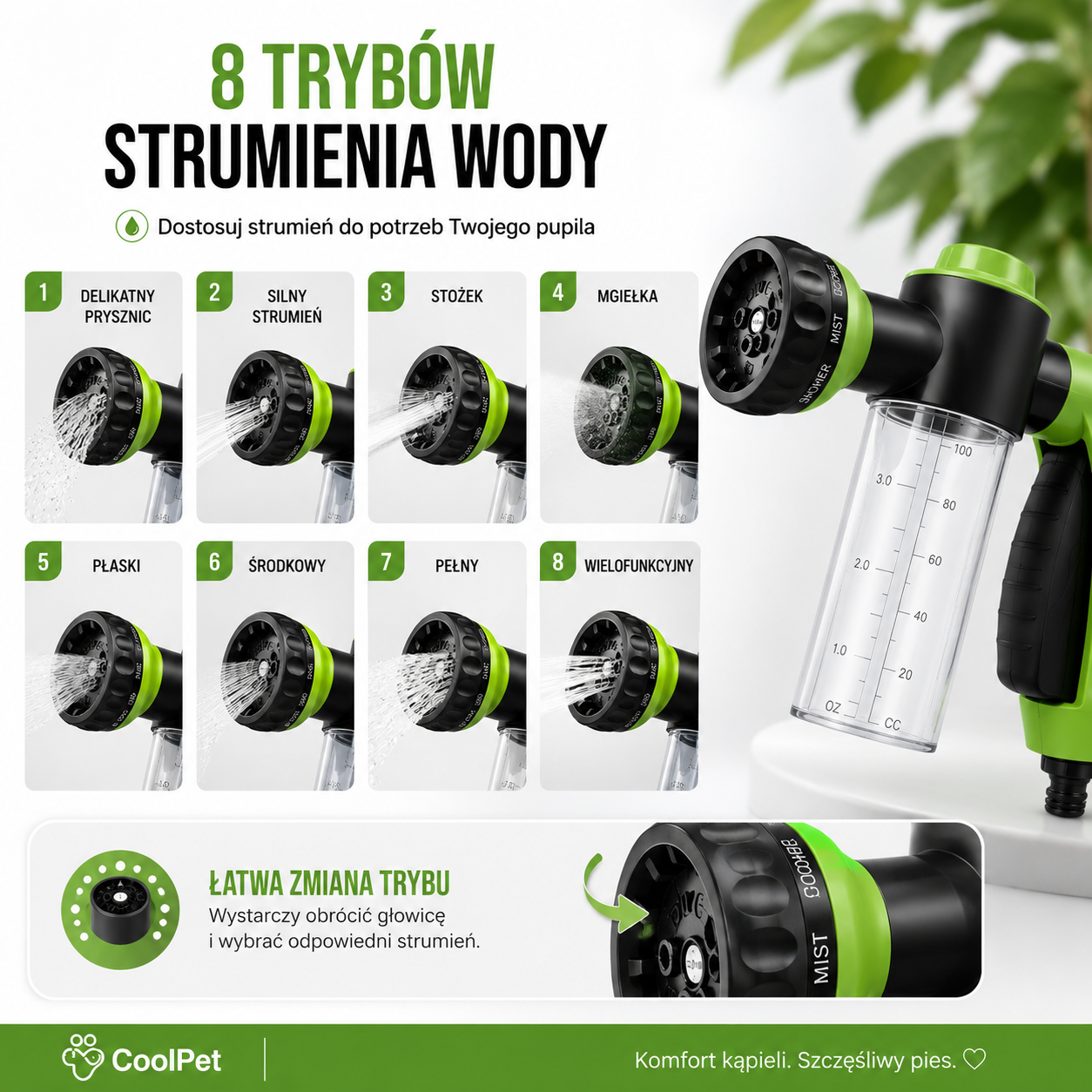 CoolPet™ AquaWash – Pistolet Prysznicowy do Kąpieli Psów z Dozownikiem Szamponu