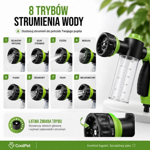 CoolPet™ AquaWash – Pistolet Prysznicowy do Kąpieli Psów z Dozownikiem Szamponu