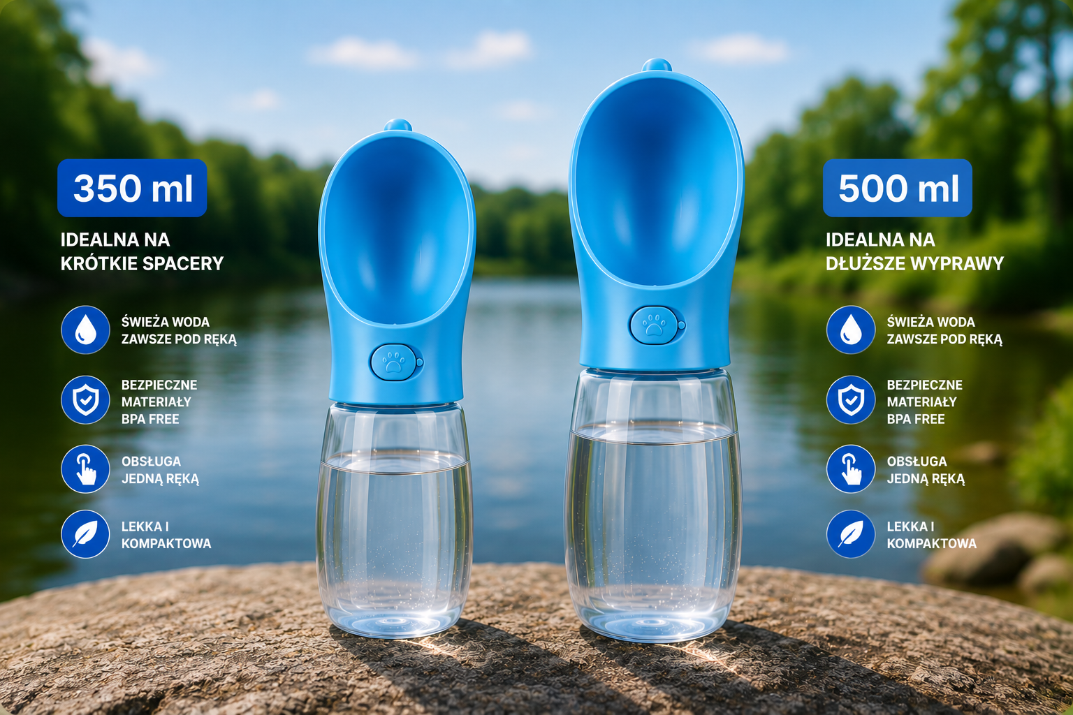 Butelka podróżna dla psa z miską | CoolPet